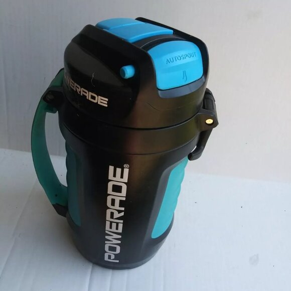Powerade 2L Water Bottle Jug Thermos Blue AutoSpout Lock Handle Tie Hook 64Oz - Picture 2 of 6
